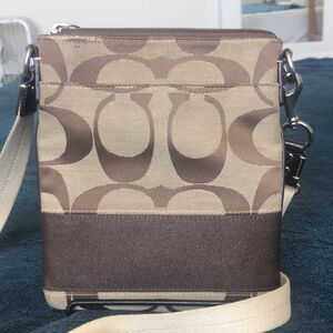 Coach signature large C jacquard heritage stripe swing pack envelope crossbody